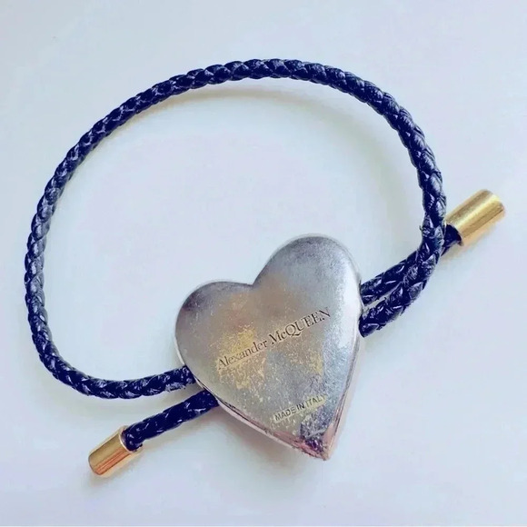 Unisex Alexander McQueen Heart Leather Strap Bracelet - Picture 7 of 9